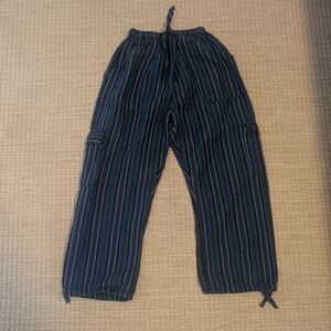 Navy Striped Women's Capris